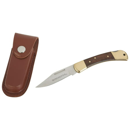 Winchester Brass Folding Knife With Sheath