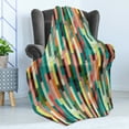thumbnail image 4 of Retro Soft Flannel Fleece Blanket, Grunge Stripes Pattern with Colorful Composition with Traditional Halftone Background, Cozy Plush for Indoor and Outdoor Use, 50" x 70", Multicolor, by Ambesonne, 4 of 5