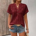thumbnail image 2 of PIWHJQK Women Casual Short Sleeve T Shirt Blouses Women V-neck Solid Tee Top Casual Button Summer Fashion Style Summer Outfits, 2 of 6