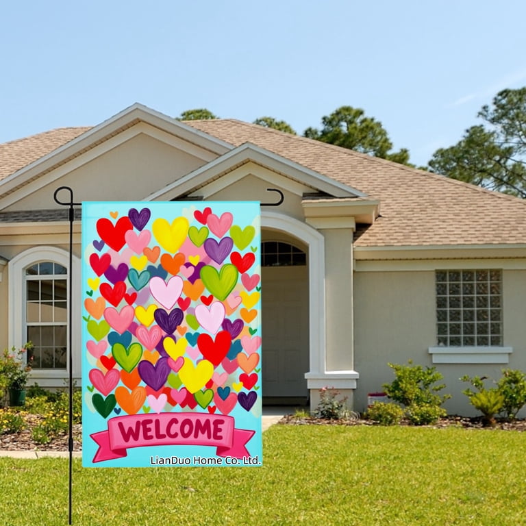 新品 JNHearts Velvet Garden Mini jnhearts Joocar Spring Summer Linen Garden Flag Welcome Hearts Rainbow