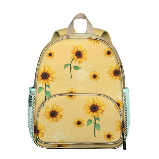 Rustic Farmhouse Students Backpack - Cute Boho Floral and Bee Artwork with Bright Yellow Sunflower, Lightweight and Durable for School and Outdoor Use