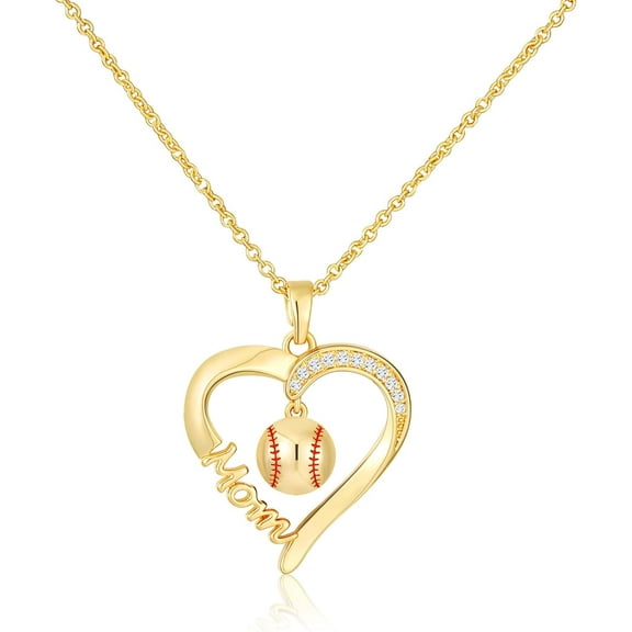 Baseball Soccer  Mom Necklace Gift for Women, 18K Gold Plated Sport Accessories Jewelry 18 2 Inches