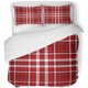 thumbnail image 1 of ABPHQTO Juego de ropa de cama de 3 piezas con patrón de cuadros de tartán con borde rojo a cuadros tradicionales para funda de edredón digital con 2 fundas de almohada, 1 of 1