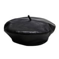 thumbnail image 4 of HJYCHN Soft Leather Beret Hat Painter Cap Fashion Headwear for Women Men Autumn Winter Timeless Elegant Design Black M, 4 of 7