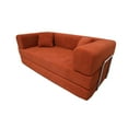 thumbnail image 3 of Lisonu Convertible Sofa Bed, Modern Loveseat Futon with Wide Arms and 2 Pillows, Corduroy Fabric Sleeper Sofa for Small Apartments & Living Rooms, Tangerine, 3 of 26