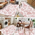 thumbnail image 5 of 3'x5' Area Rugs, Coral Red Farmhouse Indoor Outdoor Area Rug for Living Room Bedroom, Floral Floral Plant Leaf Vintage Spring Washable Bathroom Rugs Kitchen Floor Carpet Mats Home Decor Aesthetic, 5 of 8