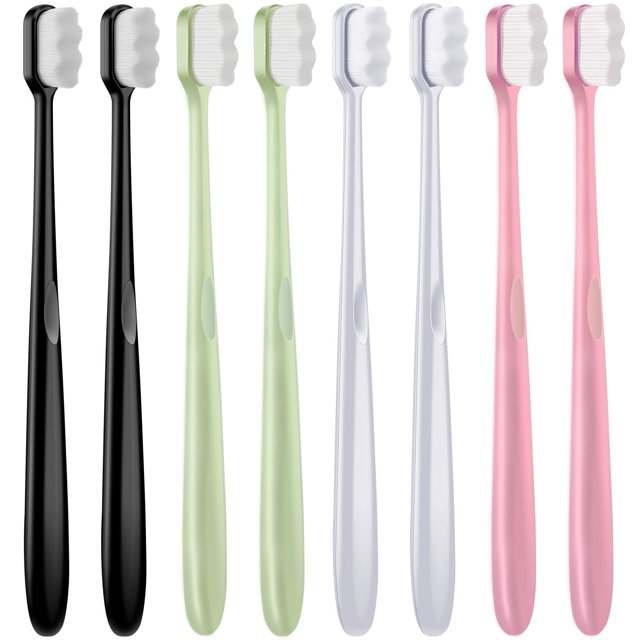 Piezas Cepillo de Dientes Suave Micro Nano Cerdas Extra Suaves Cepillo de Dientes Manual Suave con 20,000 Cerdas para Dientes Recesión de Encías Orales Adultos Niños Niño (Negro, Blanco, Rosa, Verde) BANYUO Electrónica