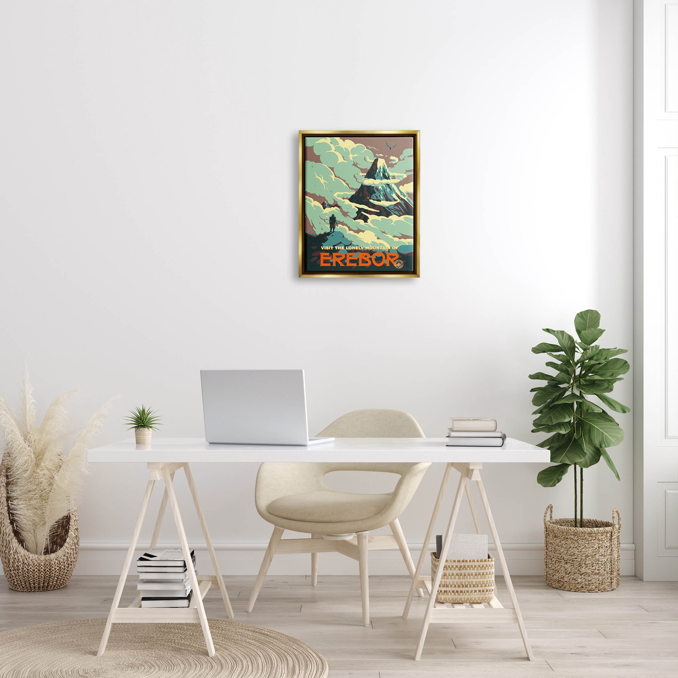 Stupell Industries Fantasy Science Fiction Erebor Mountain Graphic Art Metallic Gold Floating Framed Canvas Print Wall Art, Design by Matheus Lopes Castro