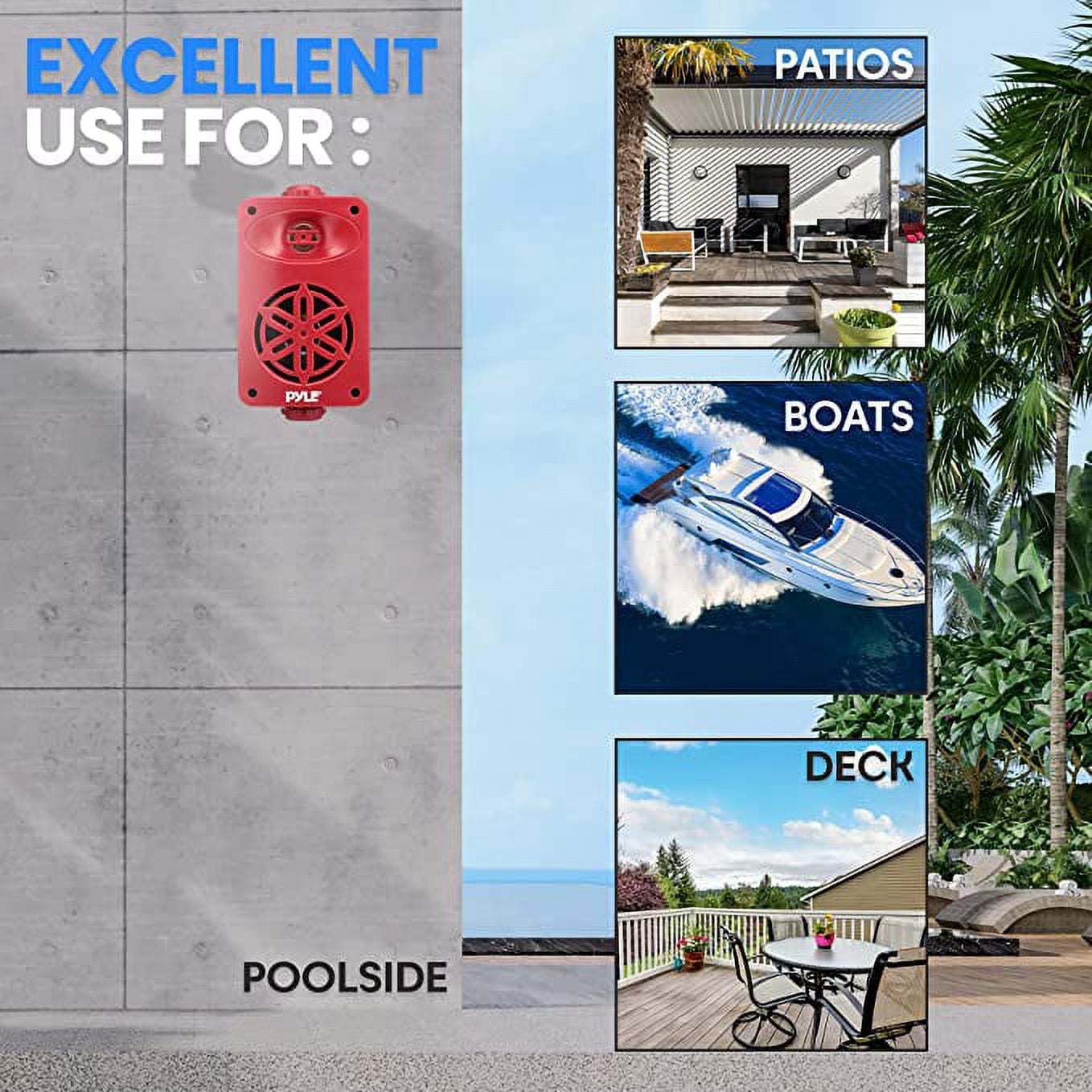 PyleUsa Bluetooth Indoor Outdoor Speakers Pair-500 Watt Dual Waterproof 5.25” 2-Way Full Range Speaker System w/ 1/2” High Compliance Polymer Tweeter-Home, Boat, Marine,Deck,Patio,Poolside PDWRBT56BL