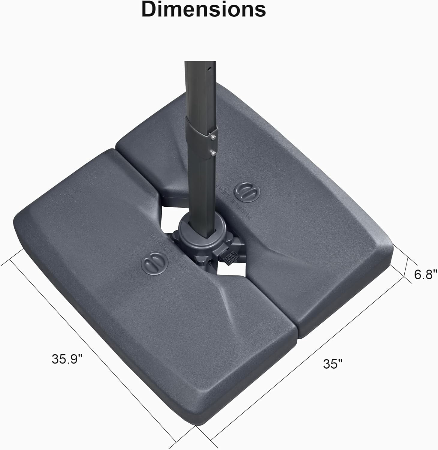 PURPLE LEAF 220 lBS Heavy Duty Patio Umbrella Base Offset Cantilever Umbrella Base Sand/Water Filled Square for Outdoor