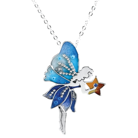 Blue Fairy Pendant - Collectible Medallion Necklace Accessory Jewelry
