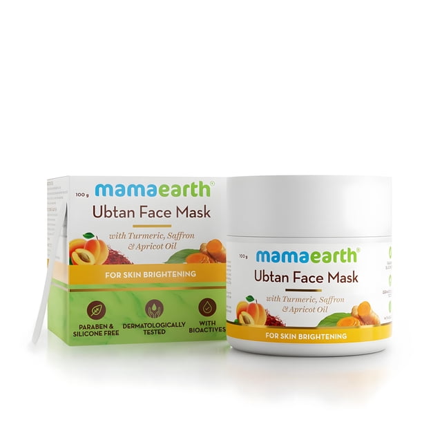 Mascarilla Mamaearth Ubtan con cúrcuma y azafrán 100 g