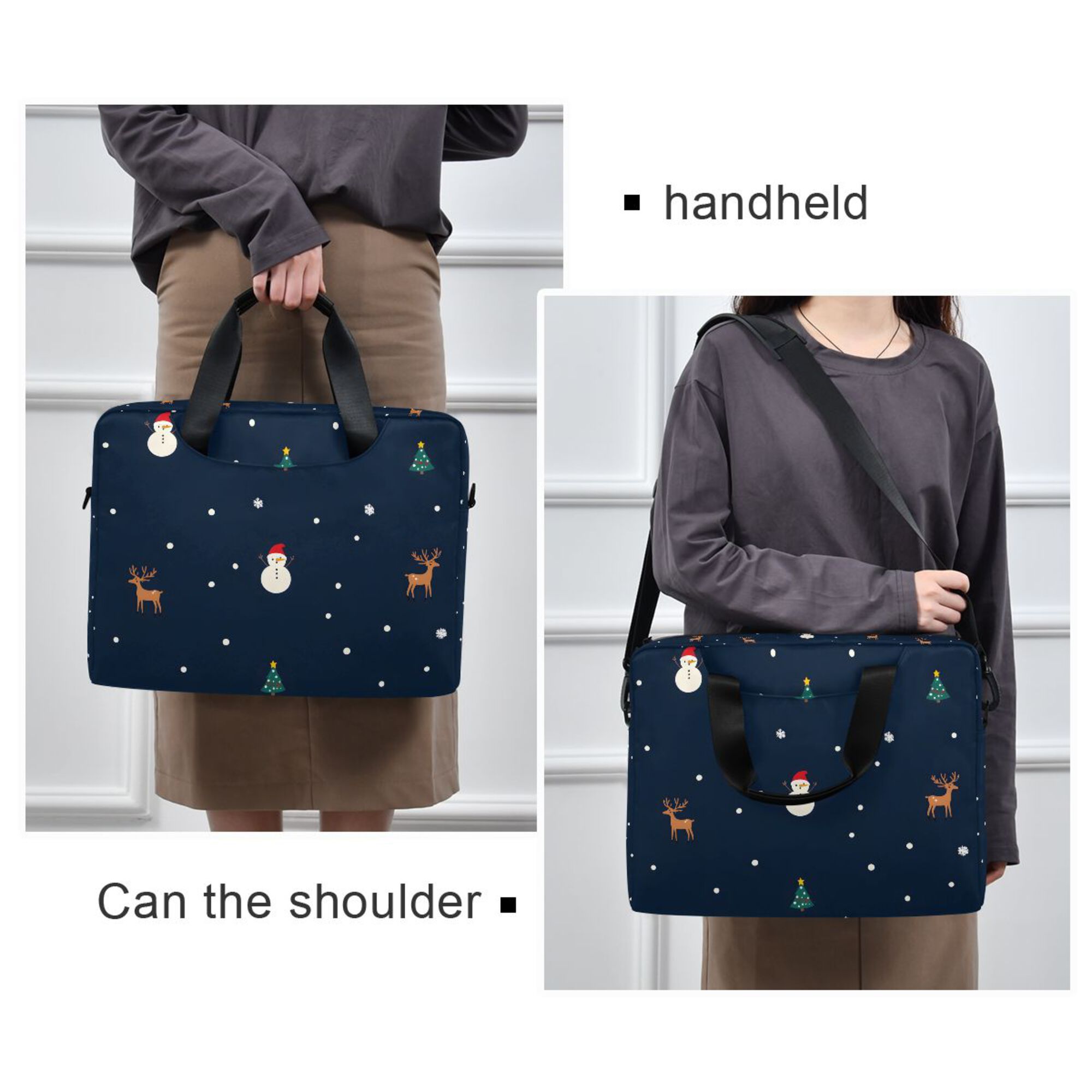 FORMRS 16" Laptop Bag Carrying Sleeve Case with Handle Travel Shoulder Briefcase, Christmas Whimsy