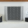 thumbnail image 2 of DecMode 52" x 31" Silver Metal Foldable Mesh Netting 3 Panel Geometric Fireplace Screen with Chevron Pattern, 1-Piece, 2 of 7