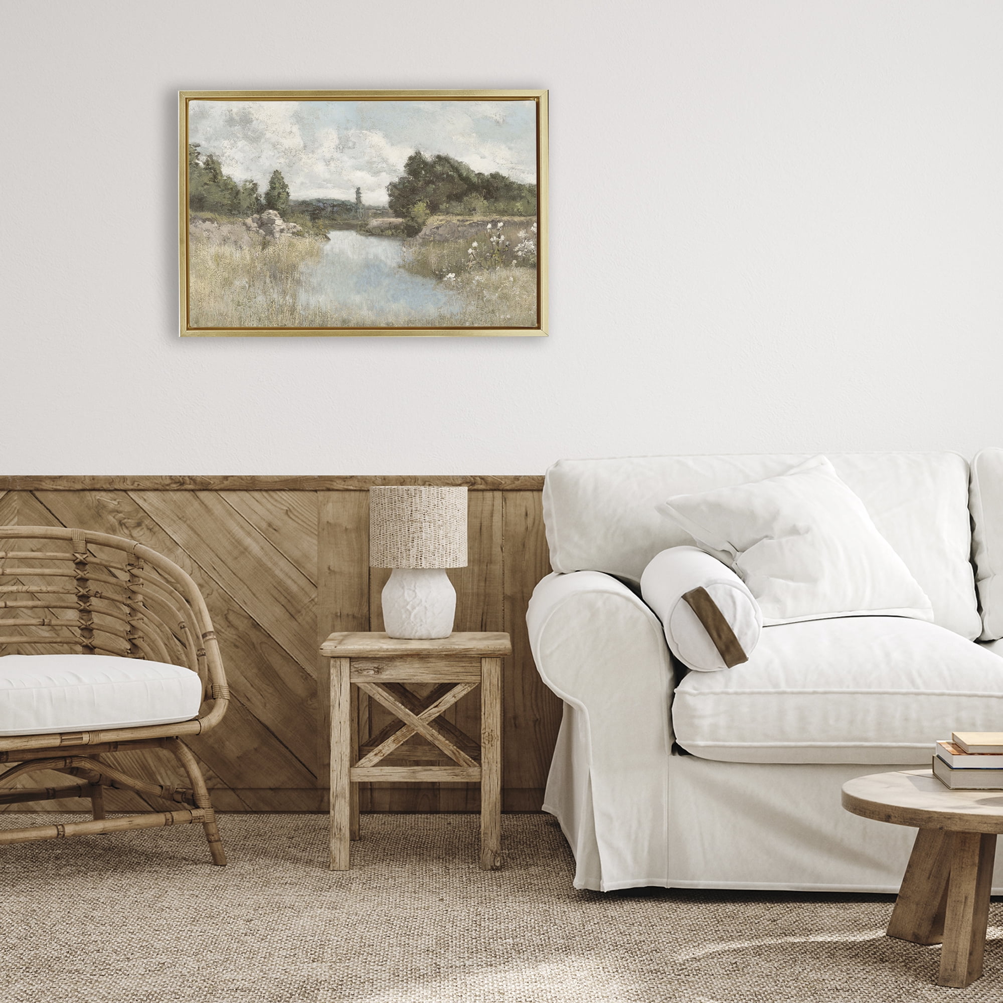 Stupell Industries Dawn At The Shore Gold Framed Floater Canvas Wall Art, design by Christy McKee