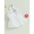 thumbnail image 4 of Musuos Baby Girl Cute Romper Dress 3M 6M 12M 18M Flower Short Sleeve Bodysuit with Bow Headband Set Summer Clothes, 4 of 9