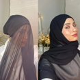 thumbnail image 5 of Instant Chiffon Hijab with Tie Back Under Cap Solid Color Soft Chiffon Scarf With Hijab Inner Caps For Muslim Women, 5 of 9