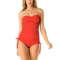 thumbnail image 2 of ANNE COLE Women's Coral Stretch Ruched Convertible Sweetheart Neck Twist Front Bandeau Tankini Swimsuit Top XS, 2 of 2