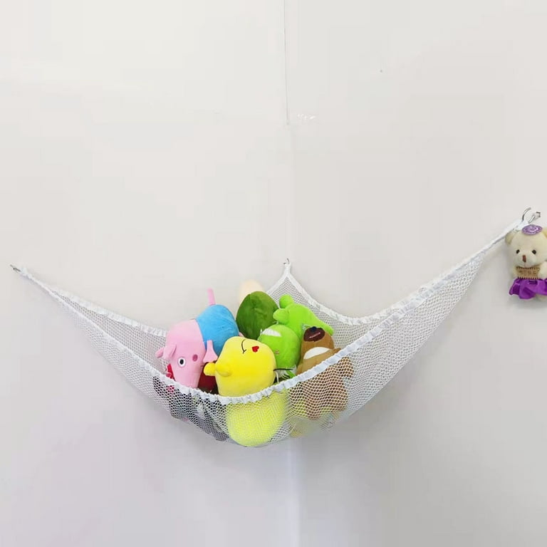 3-Pack Foldable Mesh Hanging Toy Storage Nets with S Hooks for Kids' Plush  Toys