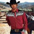 thumbnail image 3 of Camisa de hombre estilo occidental con estampado floral, para entrenamiento formal, boda, verano, primavera, manga larga, azul, tallas S-5XL, poliéster, talla europea 2024, 3 of 5