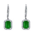 thumbnail image 3 of Blue Apple Jewelry Co. Emerald Cut Leverback Women Earrings Simulated Green Emerald 925 Sterling Silver, 3 of 5