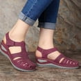 thumbnail image 3 of Xfvqtps Womens Sandals Wedge Shoes Close Toe Ankle Strap Hook and Loop Arch Support Mid Heels Soft Sole Non Slip Comfortable Breathable Bohemia Summer Outdoor Casual Wedges Purple, 3 of 4