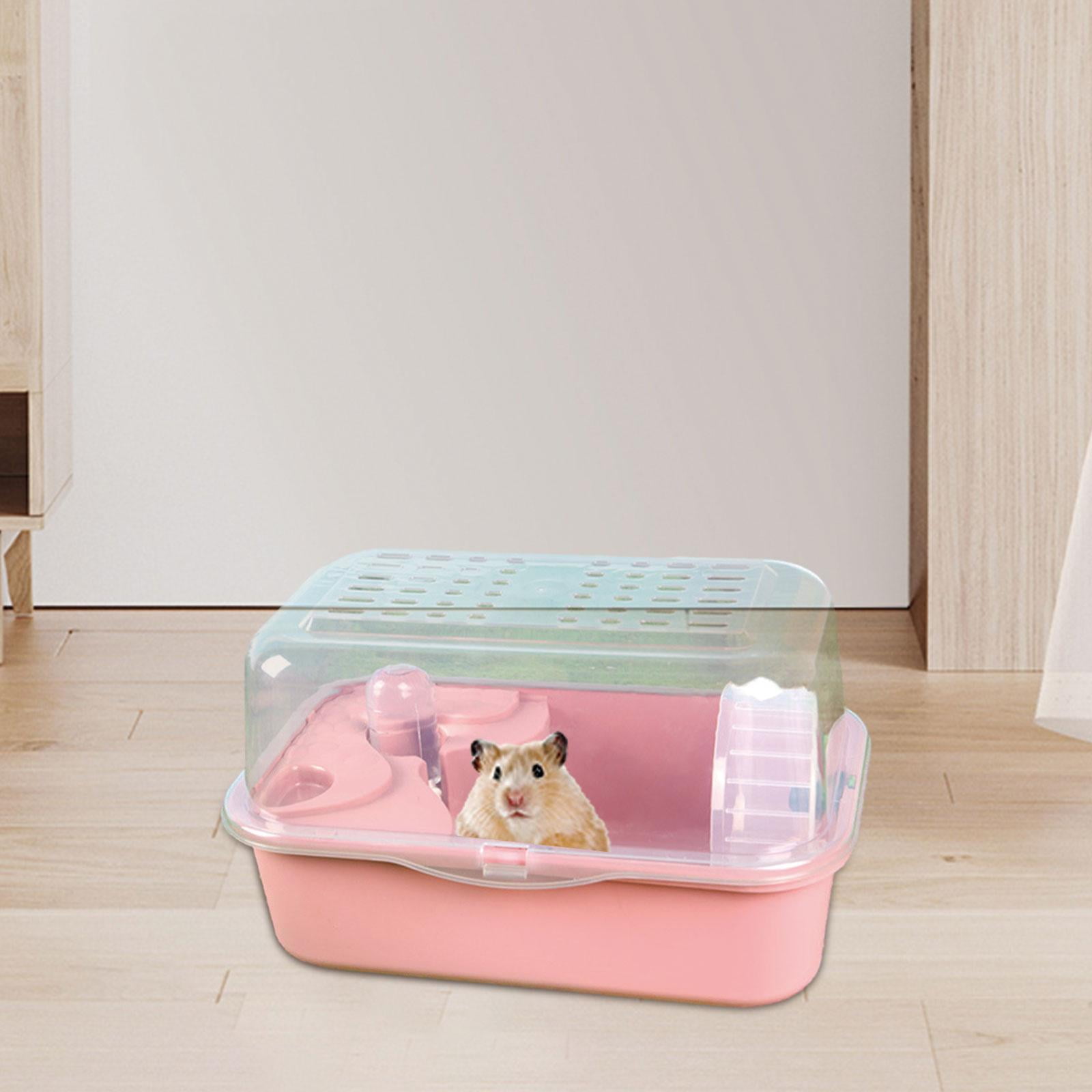 EHJRE Large Hamster Cage, Small Animal Cage, Ventilation, Cute Small Animal Habitat, Mouse And Rat Habitat, Gerbil Rat Hamster Habitat pink