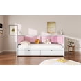 thumbnail image 5 of Twin XL to King Size Daybed with Two Storage Drawers and Upholstered Backrest, White+Pink(ETA:3/15), 5 of 5
