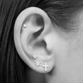 thumbnail image 3 of 14k Solid White Gold Round Tiny Studs With Solitaire Small 2mm Cubic Zirconia Bezel Setting Earrings White Gold, 3 of 6