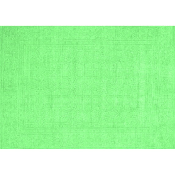 Ahgly Company Indoor Rectangle Abstract Emerald Green Modern Area Rugs, 7' x 9'