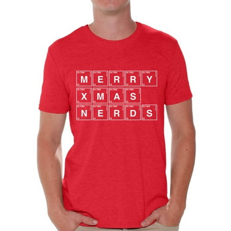 Awkward Styles Merry Xmas Nerds Tshirt Christmas Periodic Table Shirt Xmas Elements Tshirt Ugly Christmas T Shirt for Men Funny Xmas Chemistry Gifts Geeky Christmas T-Shirt Xmas Party