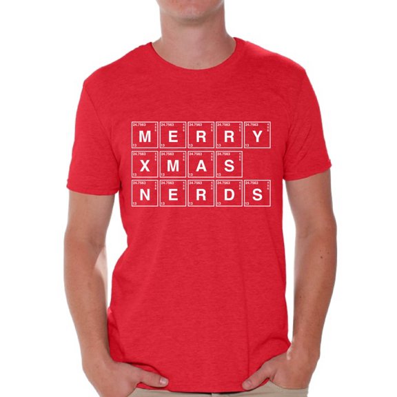 Awkward Styles Merry Xmas Nerds Tshirt Christmas Periodic Table Shirt Xmas Elements Tshirt Christmas T Shirt for Men Funny Xmas Chemistry Gifts Geeky Christmas T-Shirt Xmas Party Outfit