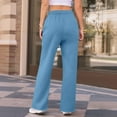 thumbnail image 5 of Thredzr Gray Sweatpants Women Drawstring Sweatpant Wide Leg Straight Leg Oversized High Waist Solid Color Pants Loose Joggers with Pockets Light Blue L, 5 of 5