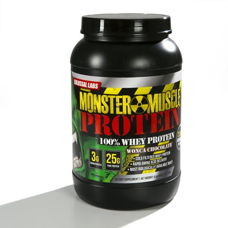 Colossal Labs Monster Muscle Protein - 100% Cold Filtered Whey Protein - Rapid Amino Acid Delivery - Natural Coco for a Rich Chocolate Flavor - Tub Weighs 5 Pounds, Contains 68