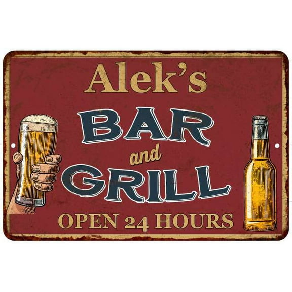 Alek's Red Bar and Grill Rustic Sign Decor 8x12 208120045153