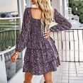 thumbnail image 4 of Vestidos de manga larga a la moda con cuello cuadrado y estampado informal para mujer Pompotops hdfakjf9890, 4 of 7