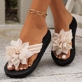 thumbnail image 5 of Women's 3D Floral Flip Flops Boho Open Toe Slip On Flat Sandals Elegant Appliques Beach Thongs Sandals Trendy Vacation Thong Slides Comfortable Backless Slippers Summer Walking Shoes, 39, 5 of 7