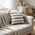 thumbnail image 4 of Bomd Boho Outdoor Couch Throw Pillow Covers , Decorative Thick Woven Striped Accent Neutral Pillow Covers with Tassels for Bed Sofa Home Decor, 19.7x19.7 Inch, Black and Cream White, 4 of 7