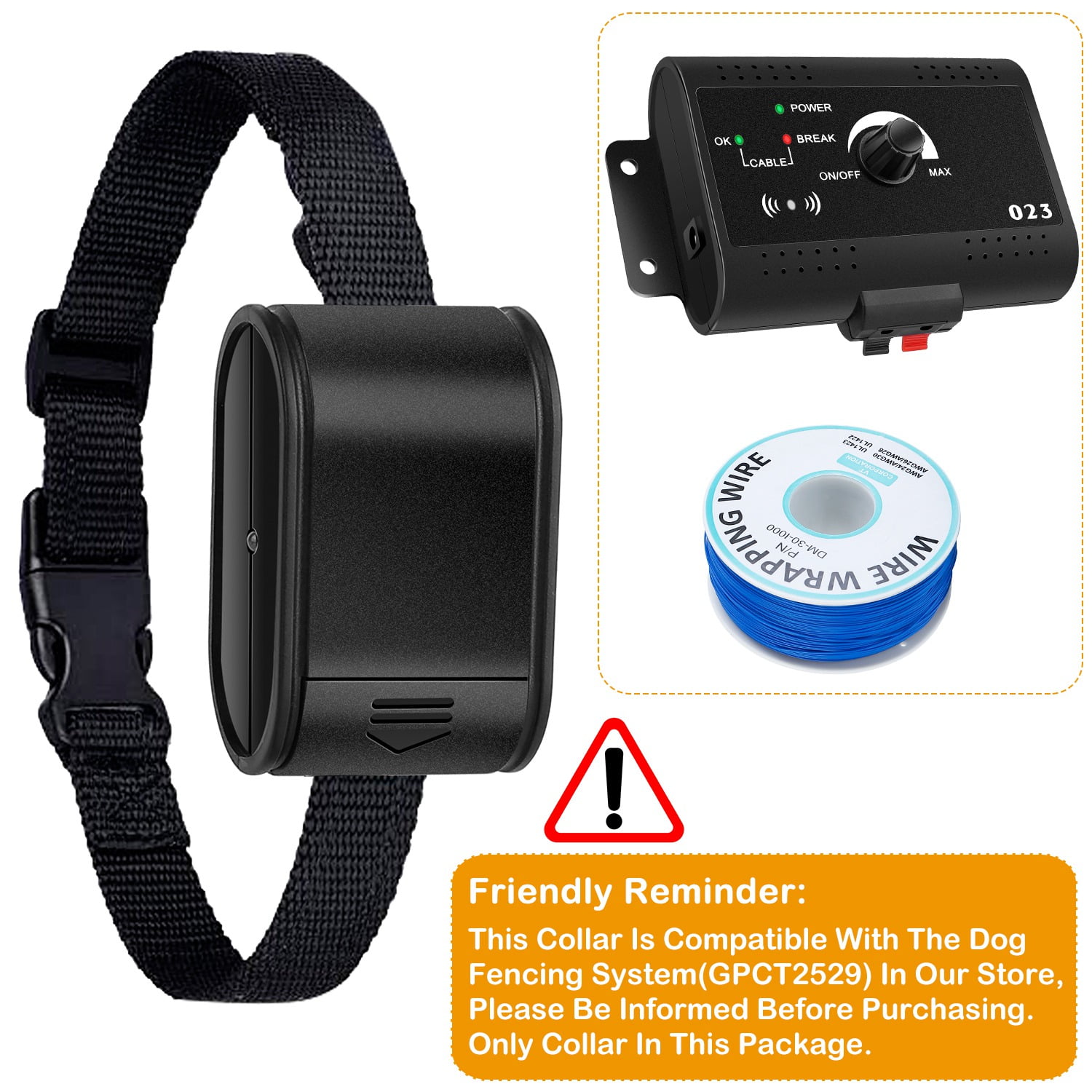 iMountek Electric Dog Collar Receiver Anti-Bark Dog Deterrent Training Collar with Beep Shock Modes for Dog Fence System