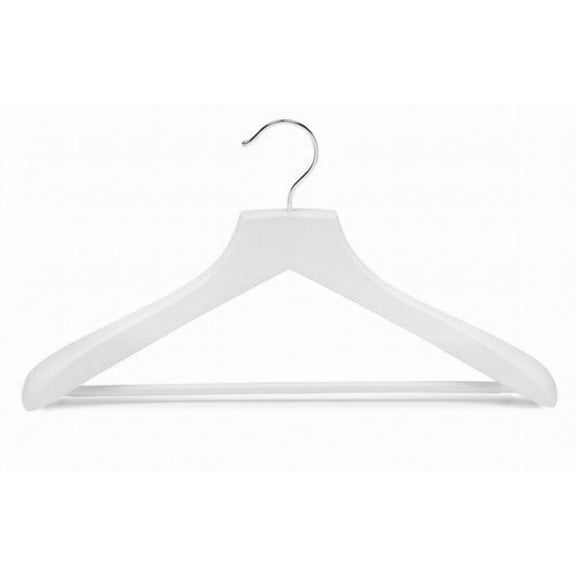 Deluxe White Wooden Suit Hanger w/Non-Slip Bar