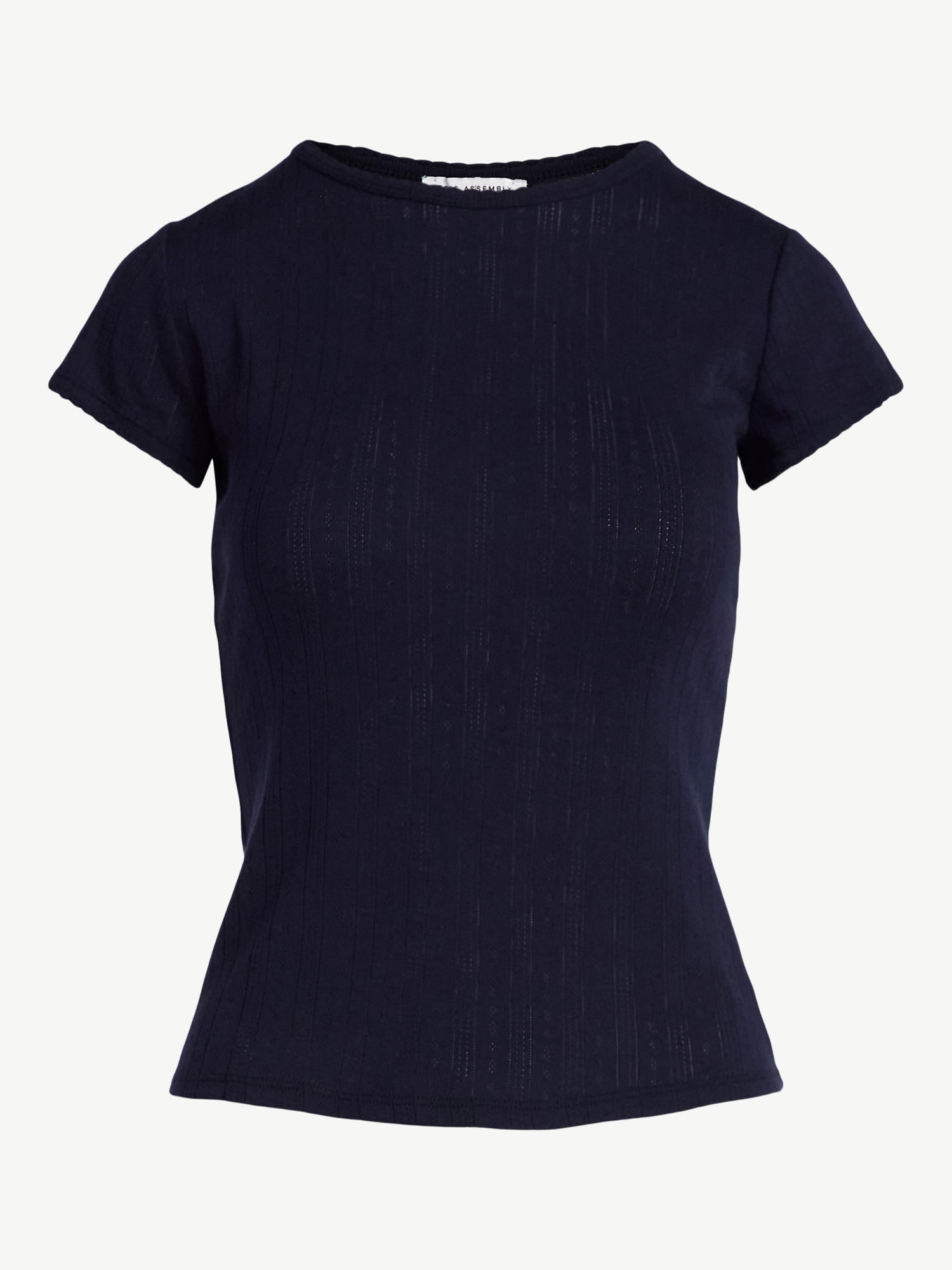 Free Assembly Women's and Women's Plus Pointelle Mini Tee with Short Sleeves, Sizes XS-4X