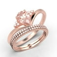 thumbnail image 3 of Gorgeous Minimalist 2.25 Carat Pear Cut Morganite And Diamond Moissanite Unique Engagement Ring, Affordable Wedding Ring, Two Matching Band In 10K Solid Rose Gold Gift For Her Love, Trio Ring Set, 3 of 4