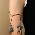 thumbnail image 3 of Eosunjian Women Feather Bracelet Punk Gothic Style Adjustable Beaded Arm Bracelet Halloween Party Performance Cosplay Jewelry Brown, 3 of 8