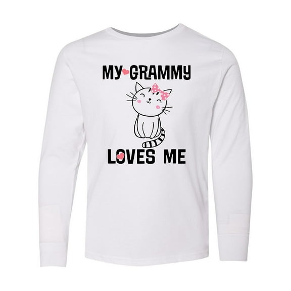 Inktastic Grammy Loves Me Girls Kitty Long Sleeve Youth T-Shirt