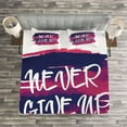 thumbnail image 3 of Ambesonne Fitness Quilted Bedspread Set 3 Pcs, Brushstrokes with Words, King Size, Fuchsia Indigo White, 3 of 3