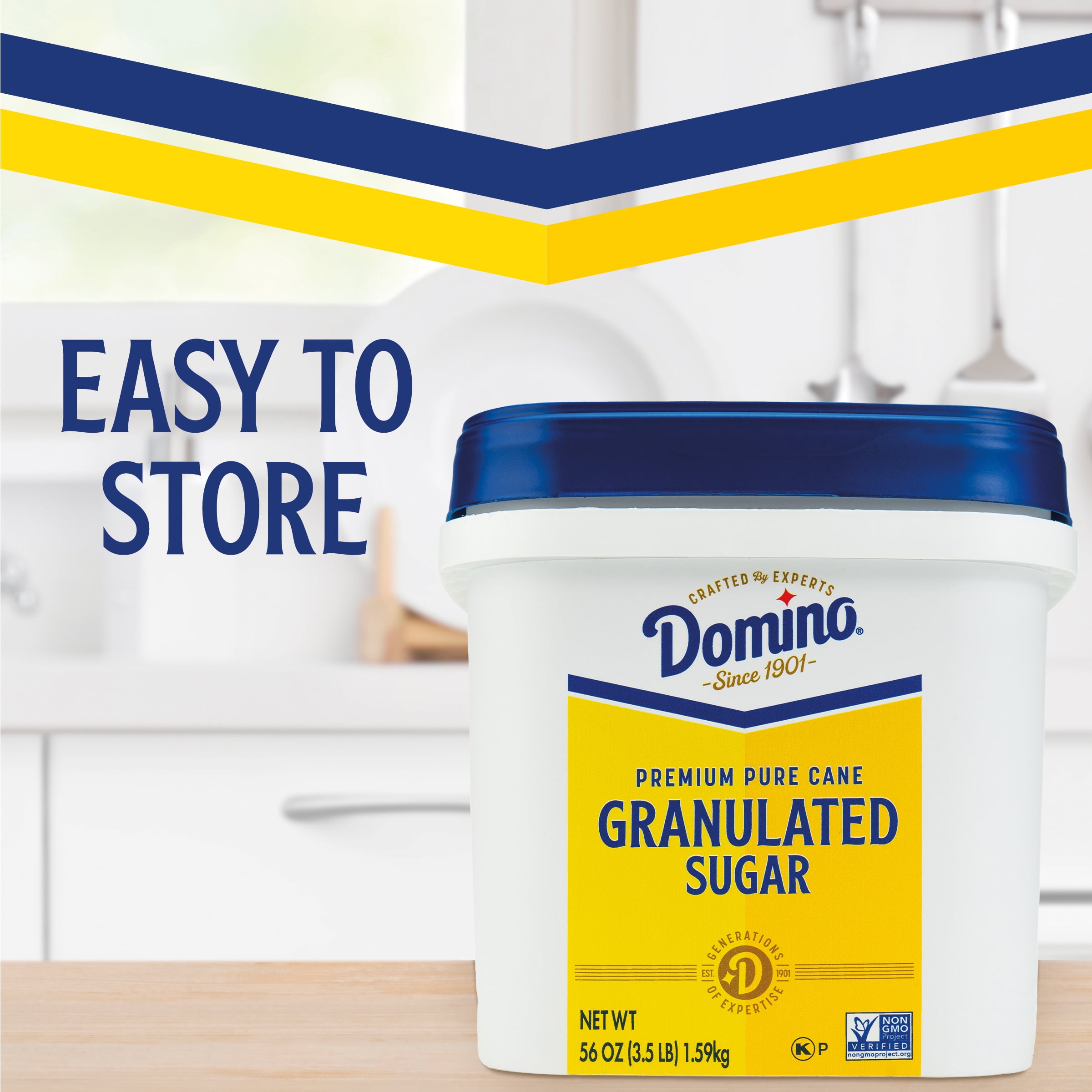 (6 pack) Domino Premium Pure Cane Granulated Sugar, 3.5 lb Tub