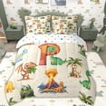 thumbnail image 3 of Erosebridal Cartoon Green Dinosaur Twin Bedding Sets for Kids, Cartoon P Letter Bedding Comforter Set, Polka Dots Reversible, 7 Pieces, 3 of 5