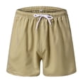 thumbnail image 3 of Men's Candy Color Board Shorts - Solid Color Lace-Up Beach Swim Trunks, Quick-Dry Nylon/Spandex Blend, 3 of 5
