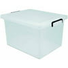 IRIS Letter and Legal Size Hanging File Storage Box with Buckles, Clear