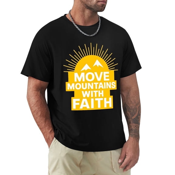 Faith Can Move Mountains Men's Short Sleeve Graphic Crewneck T-Shirt X-Large